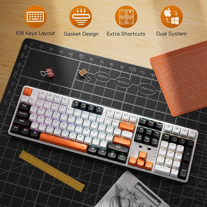 Redragon K689 PRO Wireless Gasket RGB Gaming Keyboard, 108 Keys Mechanical
