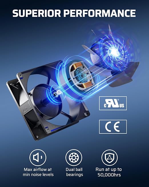 DEWENWILS 120V AC Fan, Waterproof Exhaust Fan 120mm, 18W 2850RPM 90CFM