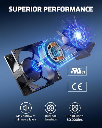 DEWENWILS 120V AC Fan, Waterproof Exhaust Fan 120mm, 18W 2850RPM 90CFM