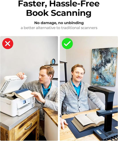 CZUR ET MAX Professional Book Scanner, 38MP Document Camera, Laser Curve-Flatten