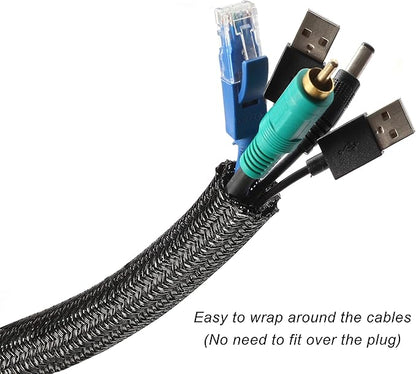 CrocSee 10ft - 1/2 inch Braided Cable Management Sleeve Cord Protector -