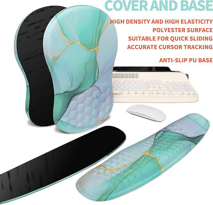 2-in-1 Ergonomic Set, Wave Rise Keyboard Wrist Rest and Massage Bulge Slope
