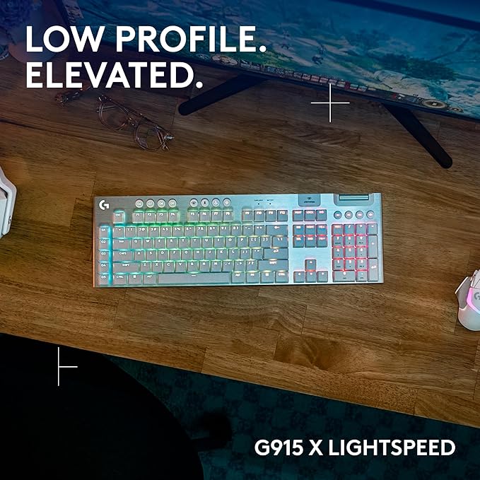 Logitech G915 X Lightspeed Wireless Mechanical Gaming Keyboard, Double-Shot PBT