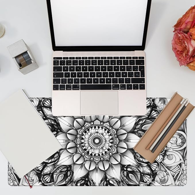 Large Gaming Mouse Pad for Desk, Mandala Flower Desk Pad, 31.5"x15.7" Extended