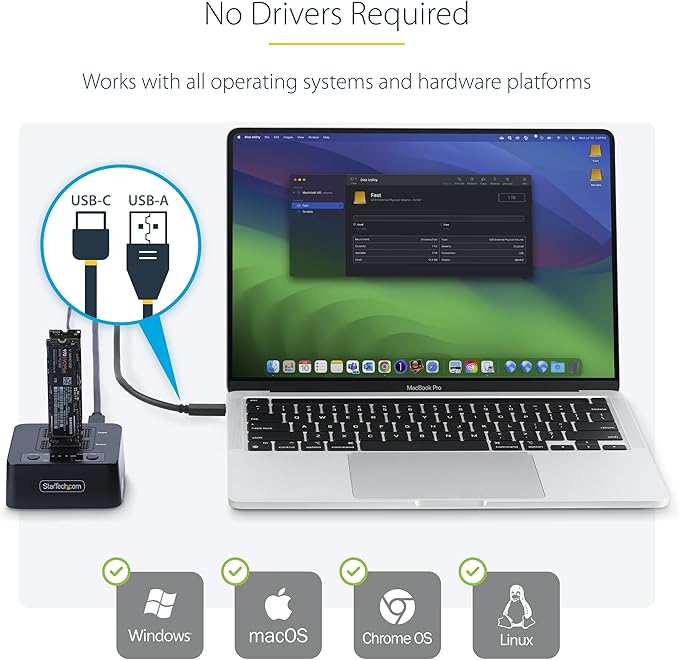 StarTech.com 1:1 M.2 NVMe Drive Duplicator, 90GBpm Standalone M.2 SSD