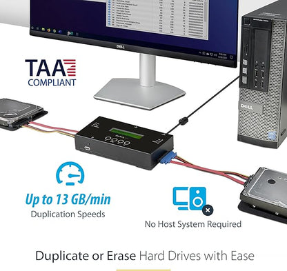 StarTech.com 1:1 Standalone Hard Drive Duplicator and Eraser, SAS/SATA HDD/SSD