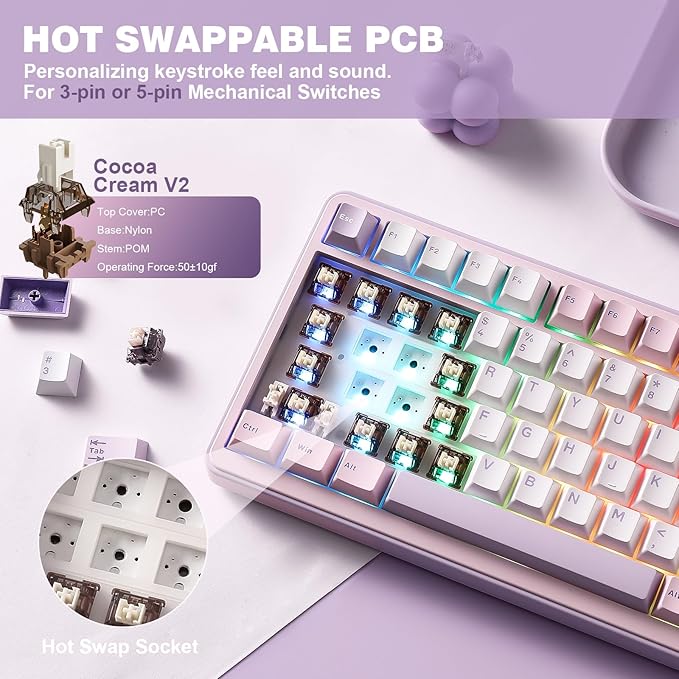 YUNZII B75 PRO Wireless Mechanical Keyboard, 75% Layout