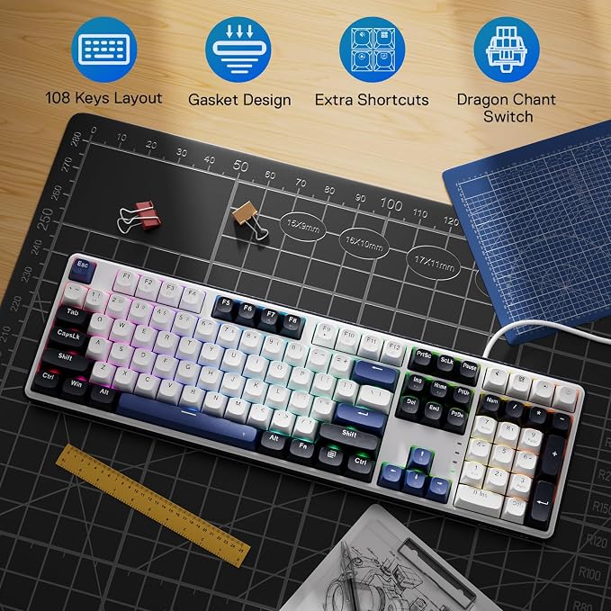 Redragon K689 Wired Gasket RGB Gaming Keyboard, 108 Keys Mechanical Keyboard