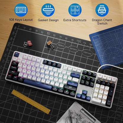 Redragon K689 Wired Gasket RGB Gaming Keyboard, 108 Keys Mechanical Keyboard