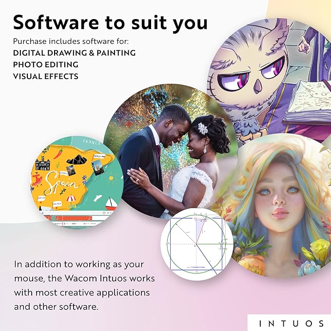 Wacom Intuos Medium Bluetooth Graphics Drawing Tablet, Portable