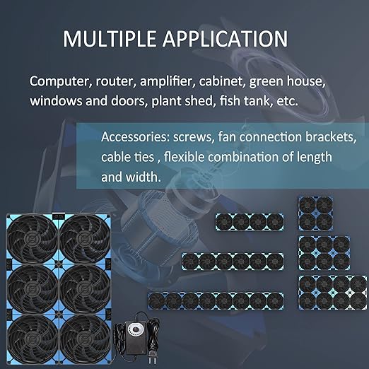 120mmx6 720mm Adjustable Computer PC Vent Fans 3V-12V Speed Controller