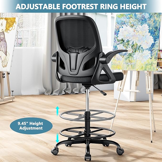 Tall Drafting Chair with Footrest Ring