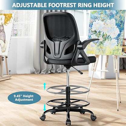 Tall Drafting Chair with Footrest Ring