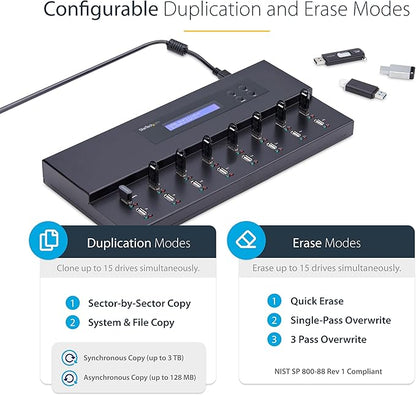 StarTech.com Standalone 1 to 15 USB Flash Drive Duplicator/Cloner/Eraser