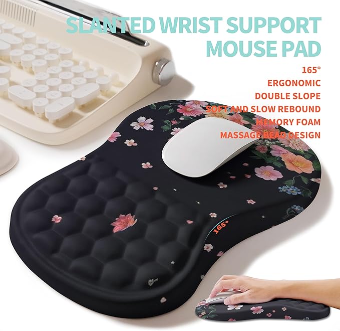 2-in-1 Ergonomic Set, Wave Rise Keyboard Wrist Rest and Massage Bulge Slope