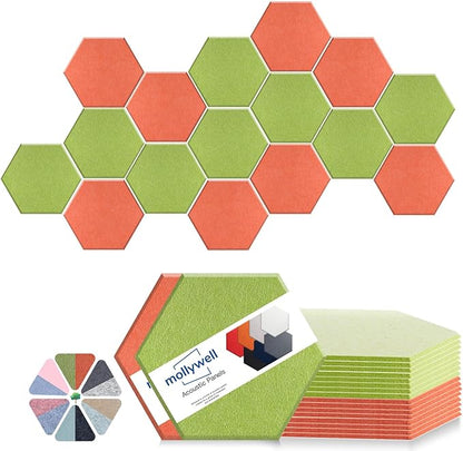 Mollywell Hexagon Acoustic Panels, High Density, Soundproofing, Decorative