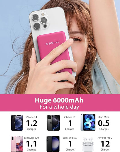 miisso 6000mah Ultra Slim Built in Cables Power Bank, Card Size Built in USB C