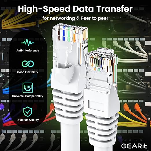 GEARit Cat 6 Ethernet Cable Cat6 Network Patch, Snagless Cord, Internet
