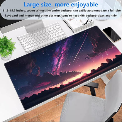Anime Aesthetic Purple Galaxy Cloud Mouse Pad XXL Extended Gaming Desk Mat