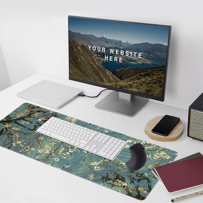 Almond Blossoms Large Mouse Pad, Gaming Keyboard Desk Pad, Extended Mouse Mat