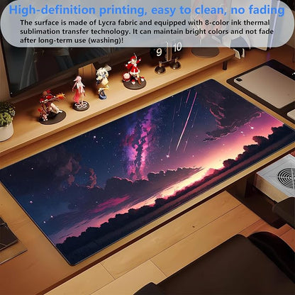 Anime Aesthetic Purple Galaxy Cloud Mouse Pad XXL Extended Gaming Desk Mat