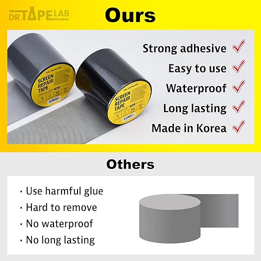 Grey Window Screen Repair Tape, 2 in X 15 FT, Screen Repair Kit