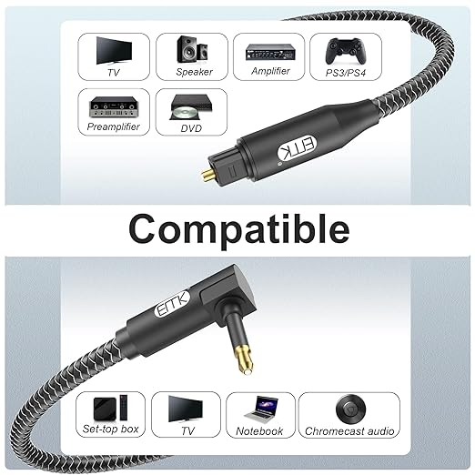 EMK Premium 90° Right-Angle Mini Toslink Cable