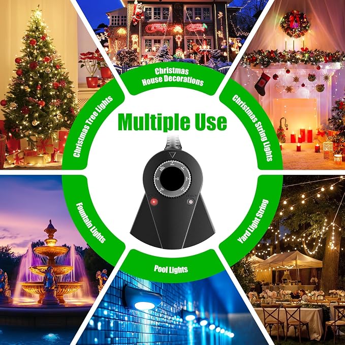 Outdoor Light Timer Waterproof, 24 Hours Plug in Timer