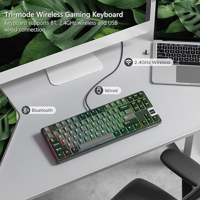 QK87 75% Keyboard with Multimedia Screen, QMK/VIA Wireless Gaming Keyboard