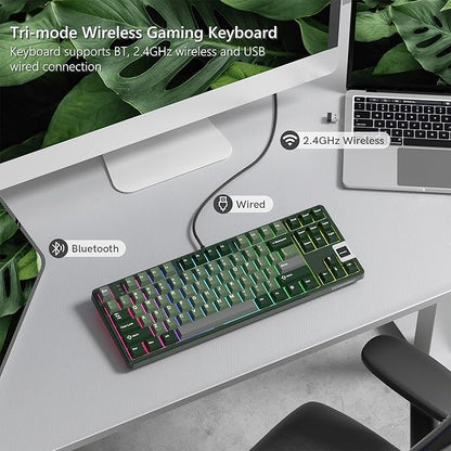 QK87 75% Keyboard with Multimedia Screen, QMK/VIA Wireless Gaming Keyboard