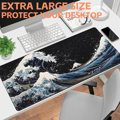 Mouse Pad Large Wave in The Night Sky Non-Slip Game Desk Mat