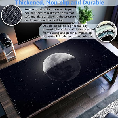 Moon Mouse Pad Sci-fi Galaxy Desk Mat Extended XL Large Gaming Mousepad Dark