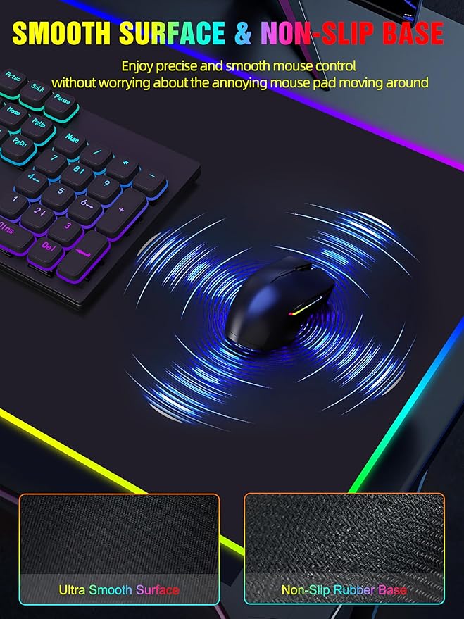 TopMade Wireless Charging RGB Mouse Pad, Waterproof Gaming Desk Pad