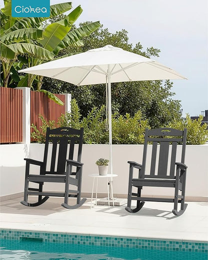 Ciokea Oversized Outdoor Rocking Chairs Set of 2, 380lbs Heavy-Duty Large Patio Rocker, High Back Cozy Porch Chairs, Weather Resistant Patio Rocking Chairs for Outside, Fire Pit, Deck, Dark Grey