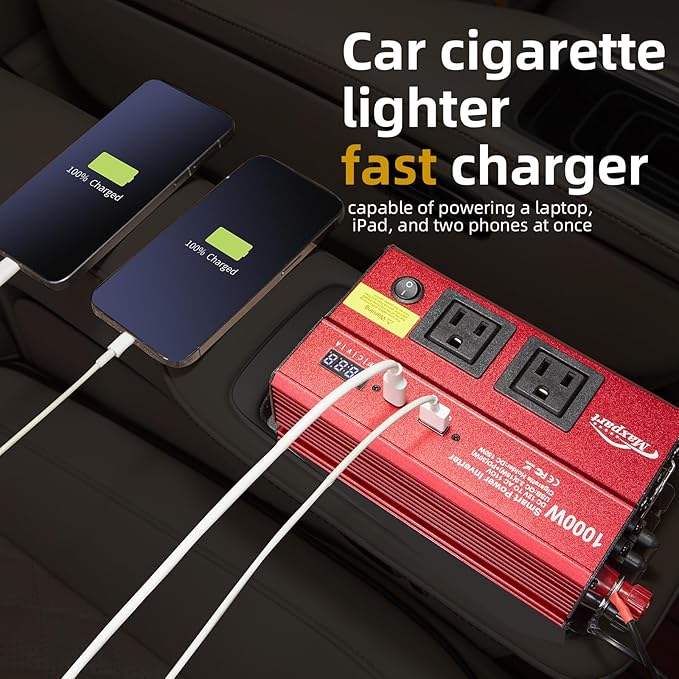 TWING Car 1000w Inverter, 12v DC to 110v Power Inverters