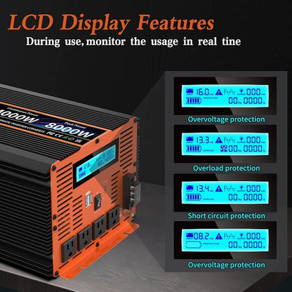4000 Watt Pure Sine Wave Power Inverter 12V DC to 110V 120V Converter