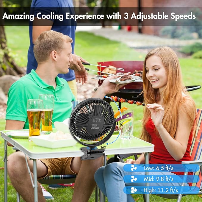 Camping Rechargeable Fan, Battery Operated