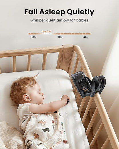 Koonie Portable Clip On Fan, Small USB Fan Battery Operated, 3 Speed