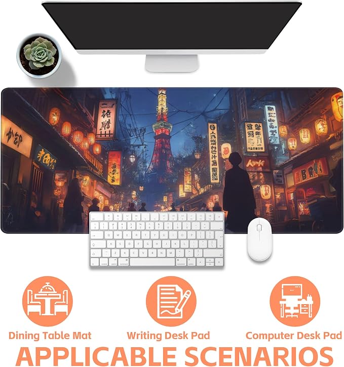 Mouse Pad Large Bustling Street in Tokyo Non-Slip Gaming Desk Mat