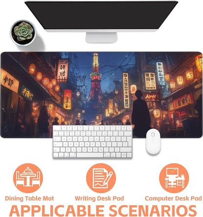 Mouse Pad Large Bustling Street in Tokyo Non-Slip Gaming Desk Mat