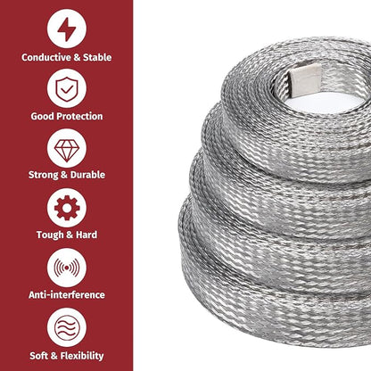Tinned Copper Metal Braid Sleeving Wire Shielding Sleeve Braided Copper Ground