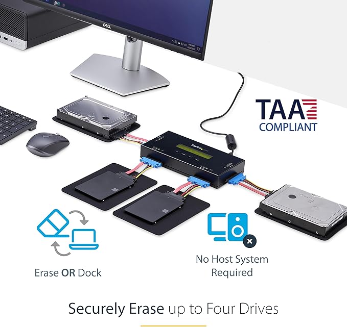 StarTech.com 4 Bay SSD/HDD Hard Drive Eraser, 2.5/3.5" SATA, Hostless