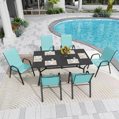 Patio Chairs Set of 4, Stackable Outdoor Dining Chairs for All Weather Textilene Fabric & Metal Frame, Outdoor Chairs Set for Backyard Deck Garden
