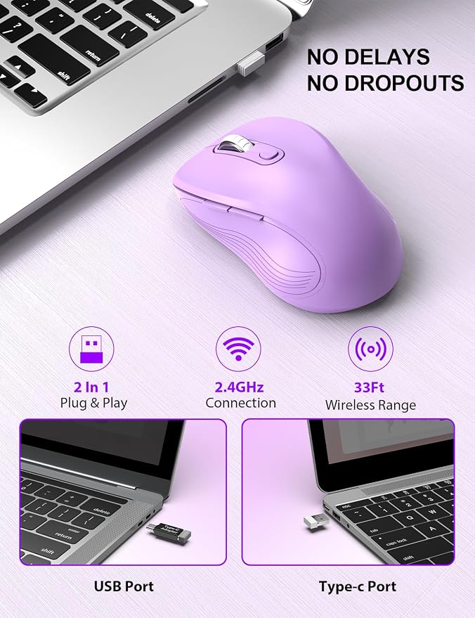 Trueque Wireless Mouse for Laptop, 2.4GHz Ergonomic Computer Mouse