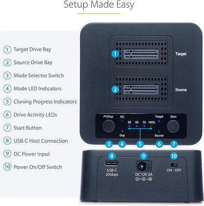 StarTech.com 1:1 M.2 NVMe Drive Duplicator, 90GBpm Standalone M.2 SSD