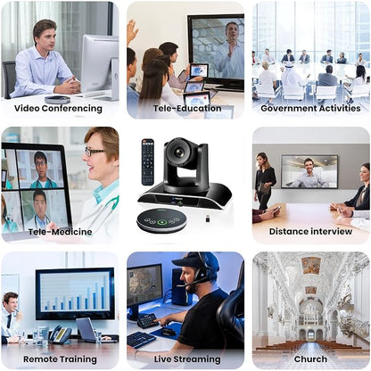TONGVEO 10x Zoom Conference Room Video Camera System, All-in-One HD 1080P 60fps