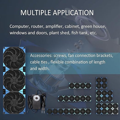 120mmx3 360mm Adjustable Computer PC Vent Fans 3-12V Speed Controller