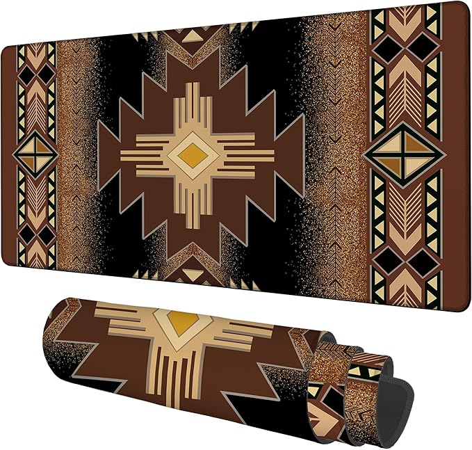 Large Mouse Pad Aztec Pattern Gaming Desk Pad Computer Keyboard Non-Slip