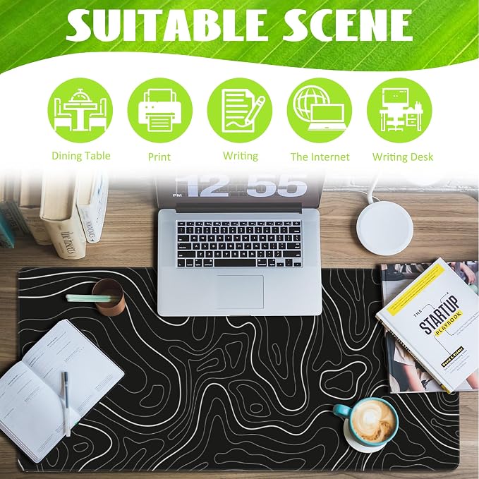 Desk Mat, Topographic Contour Large Gaming Mouse Pad