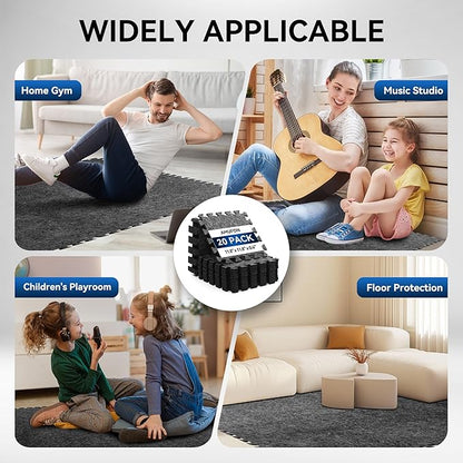 20 Pcs Sound Absorbing Interlocking Floor Mats Pads, Non-Slip Anti Vibration